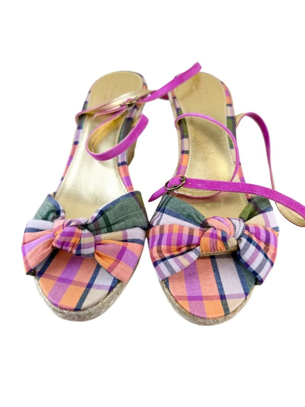 J.Crew Espadrille Wedge Sandals Plaid Madras (10)